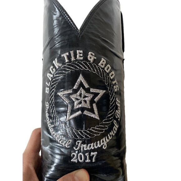 Lucchese Exotic Lizard Boots Mens 9.5 B Black Embroidered Black Tie & Boots Ball - Picture 3 of 16